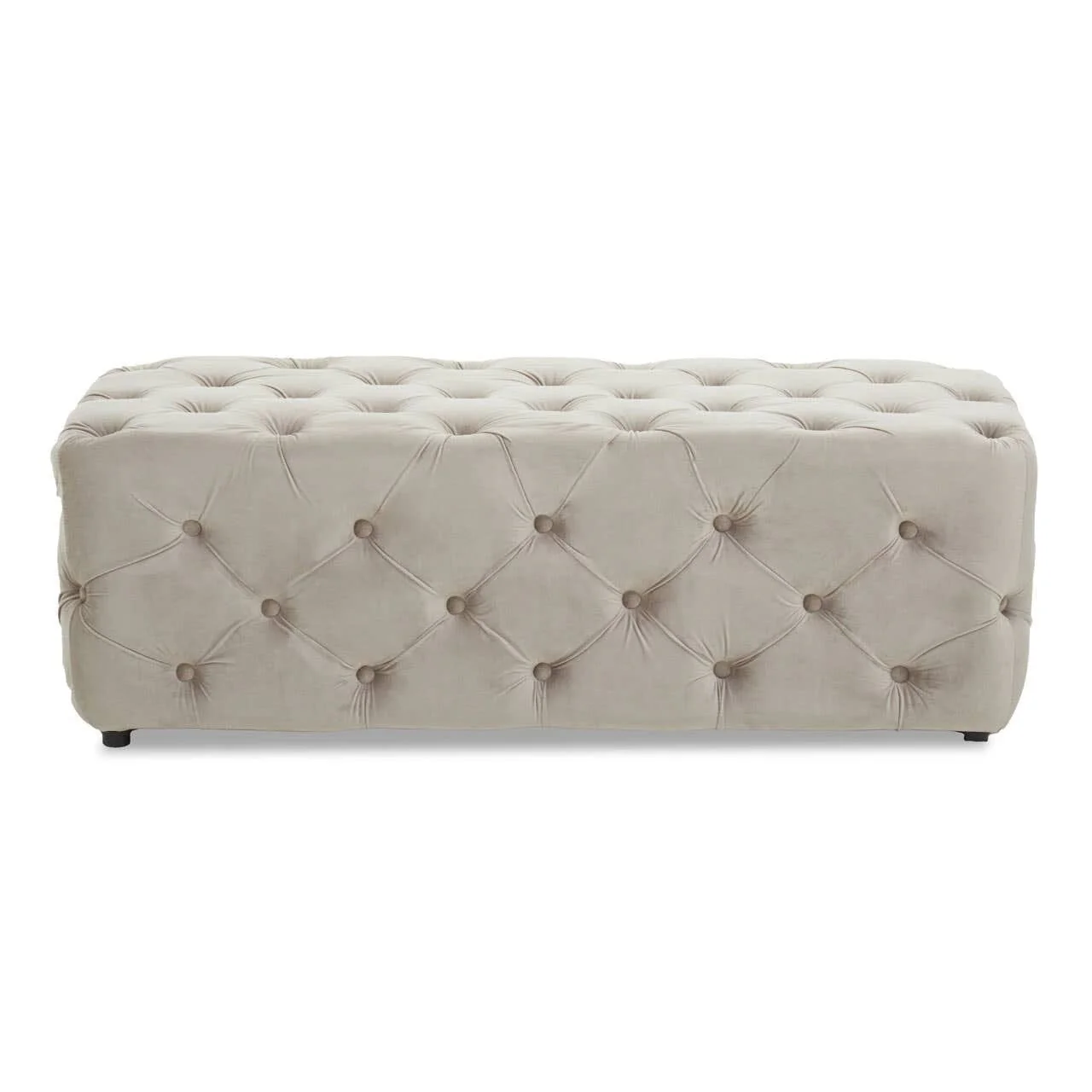 Ismerie Greige Velvet Buttoned Bench - Image 2