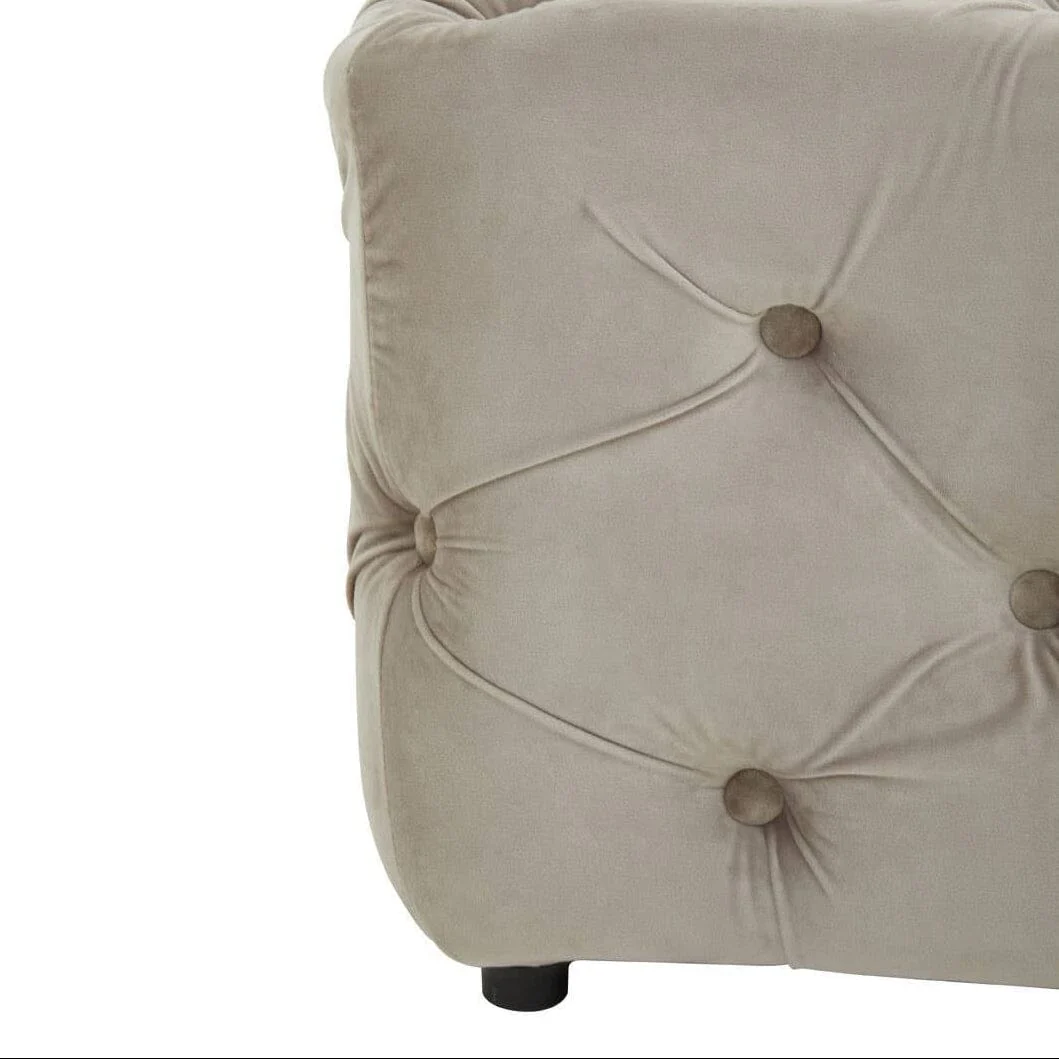 Ismerie Greige Velvet Buttoned Bench - Image 5