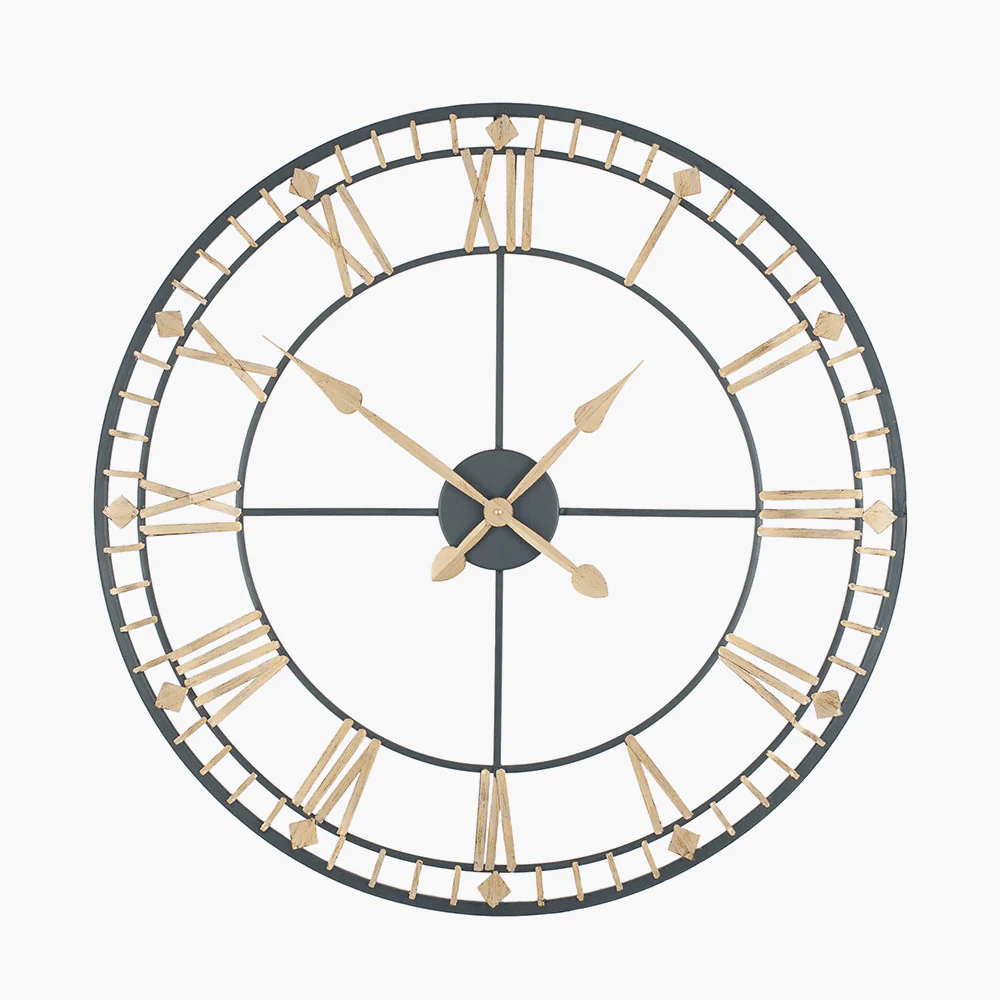 Aimee Large Antique Bronze & Gold Metal Round Wall Clock - Image 2