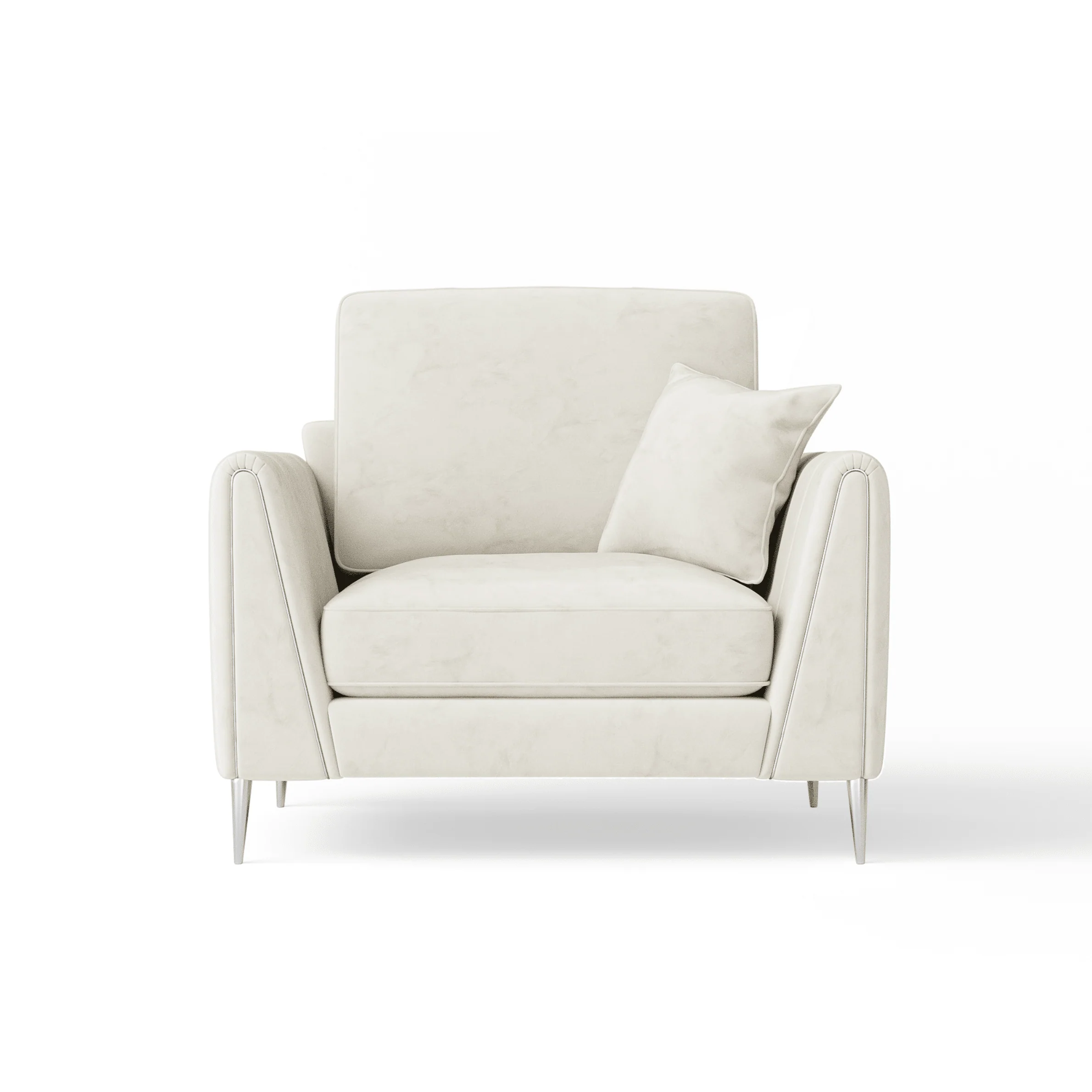 Alaina Cream Velvet Armchair with Silver Legs - Image 2