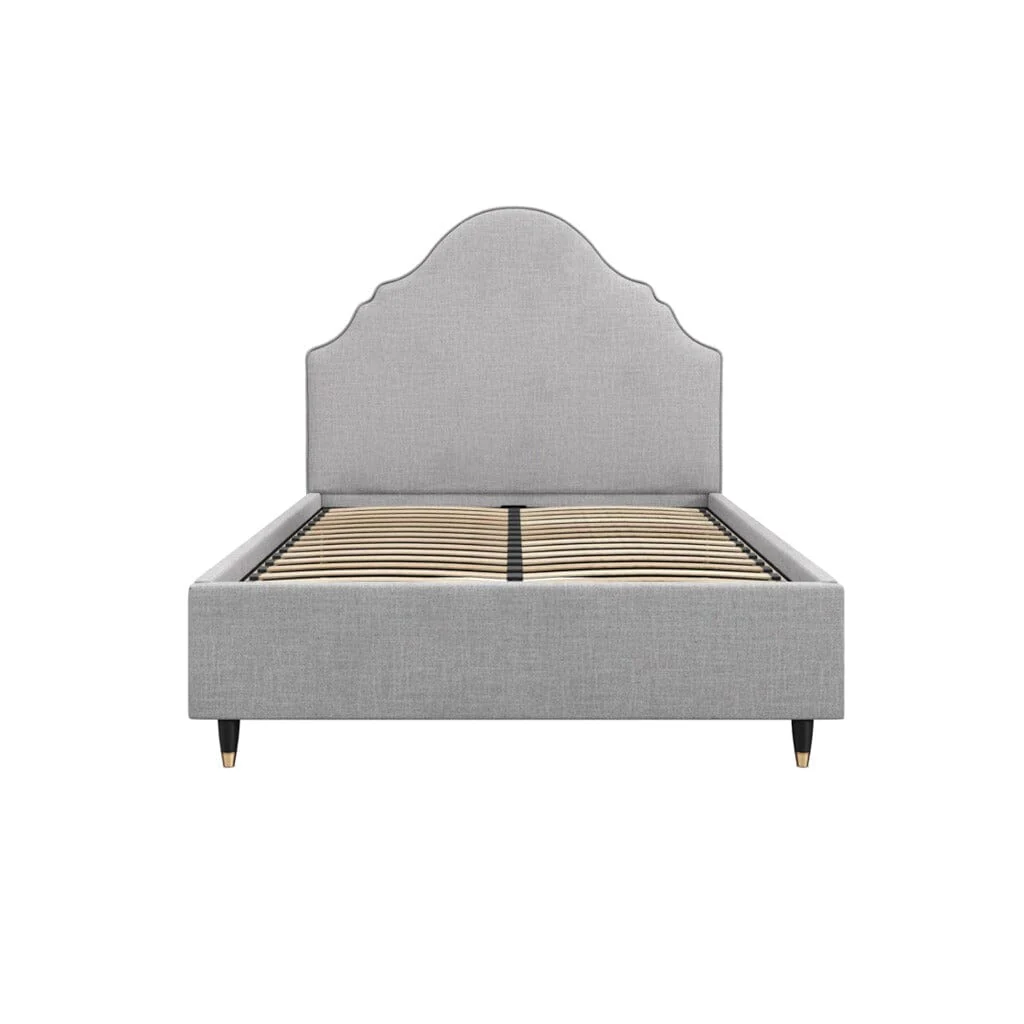 Albin Light Grey Ornate Headboard Bed - Image 3