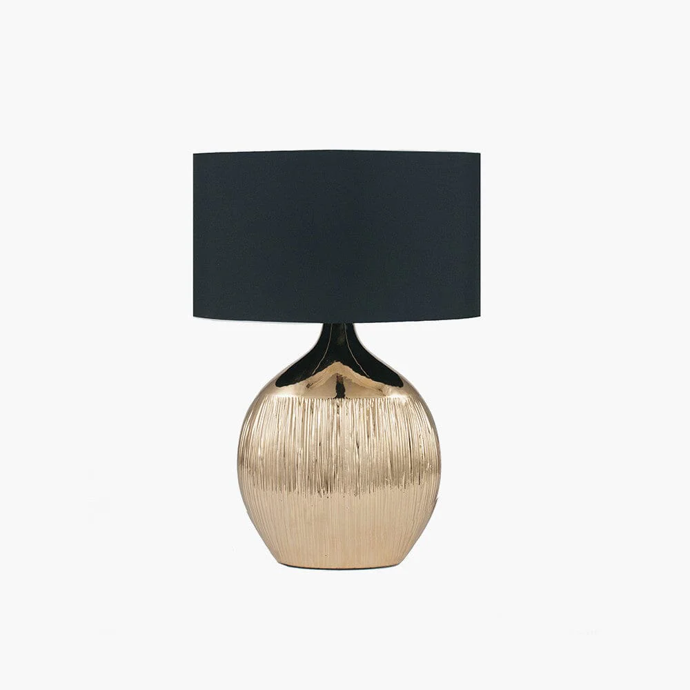 Andros Rounded Gold Table Lamp with Black Shade - Image 3