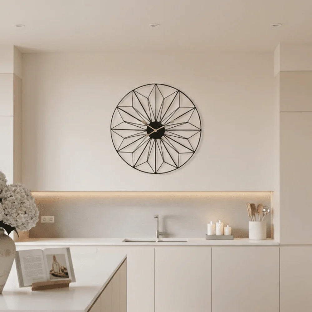Aretta Black Geometric Wall Clock