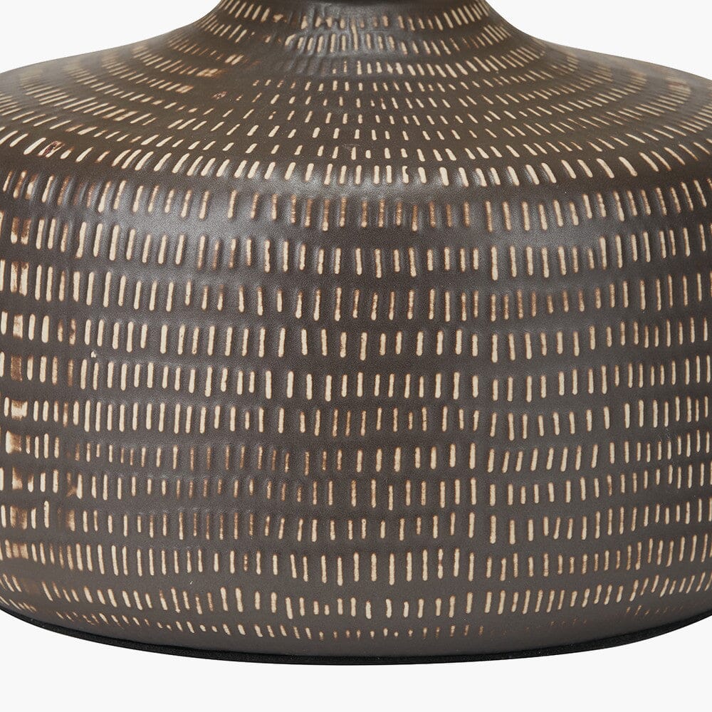 Aris Brown Textured Ceramic Table Lamp with Linen Shade - Image 4