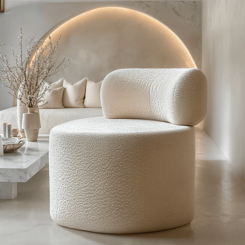 Arles Cream Boucle Round Accent Chair