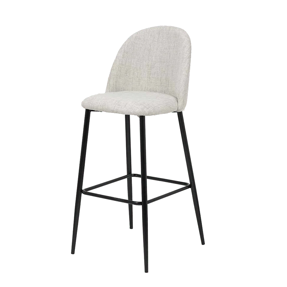 Arte Cream Linen & Black Metal Bar Stool - Image 2