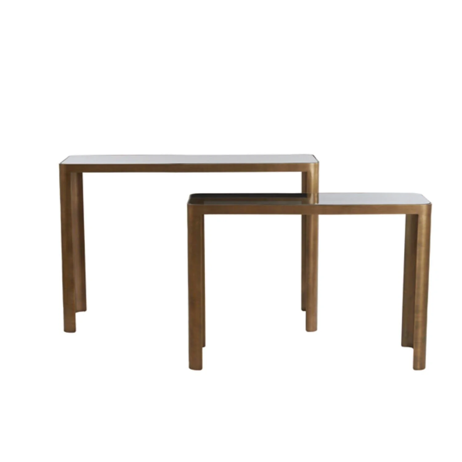 Ashcroft Bronze & Smoked Glass Console Tables - Set of 2 - Image 2
