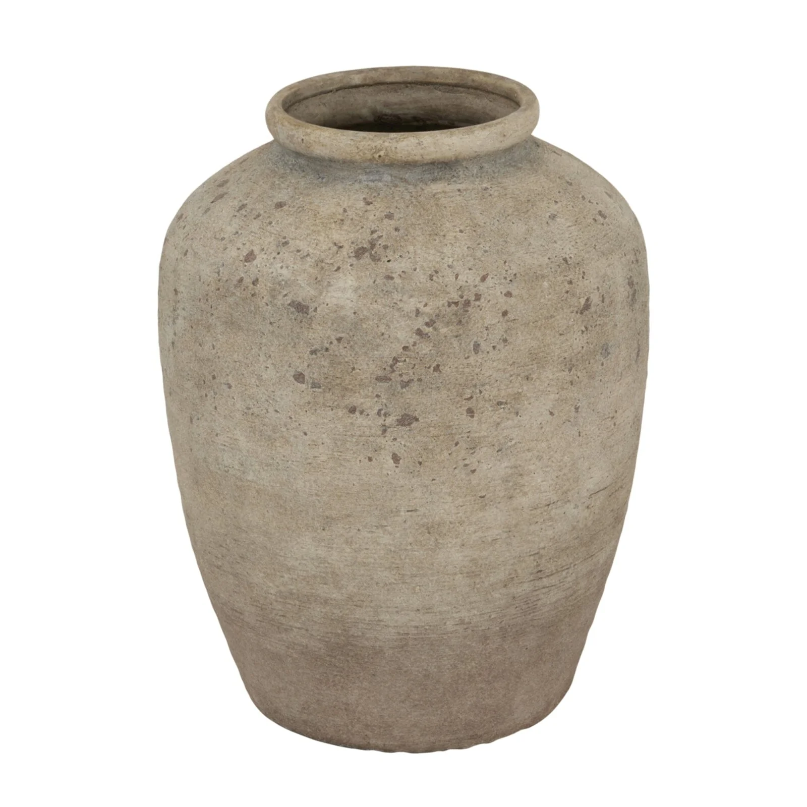 Aubine Large Taupe Distressed Stone Vase - Image 2