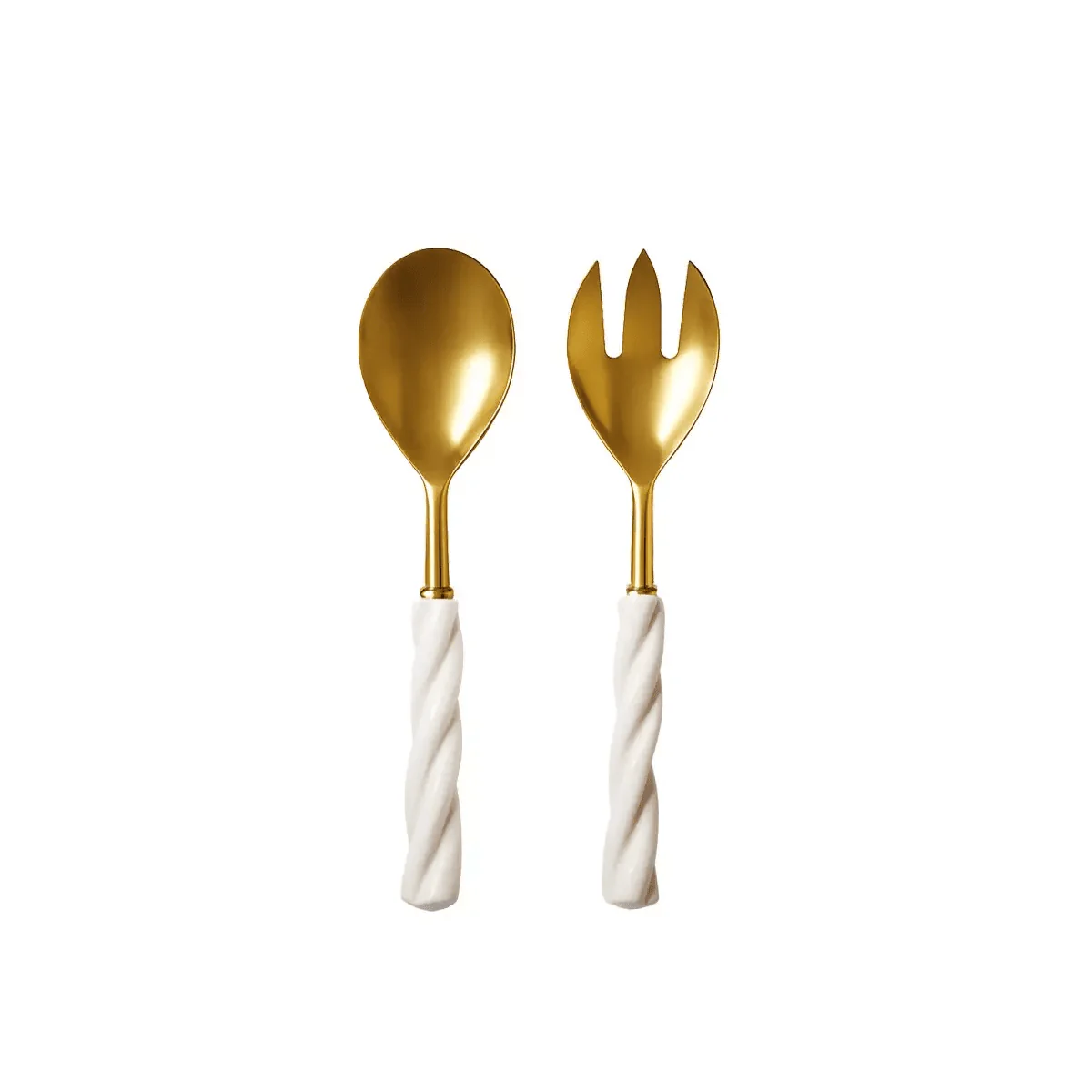 Austia Cream & Gold Salad Servers - Image 2