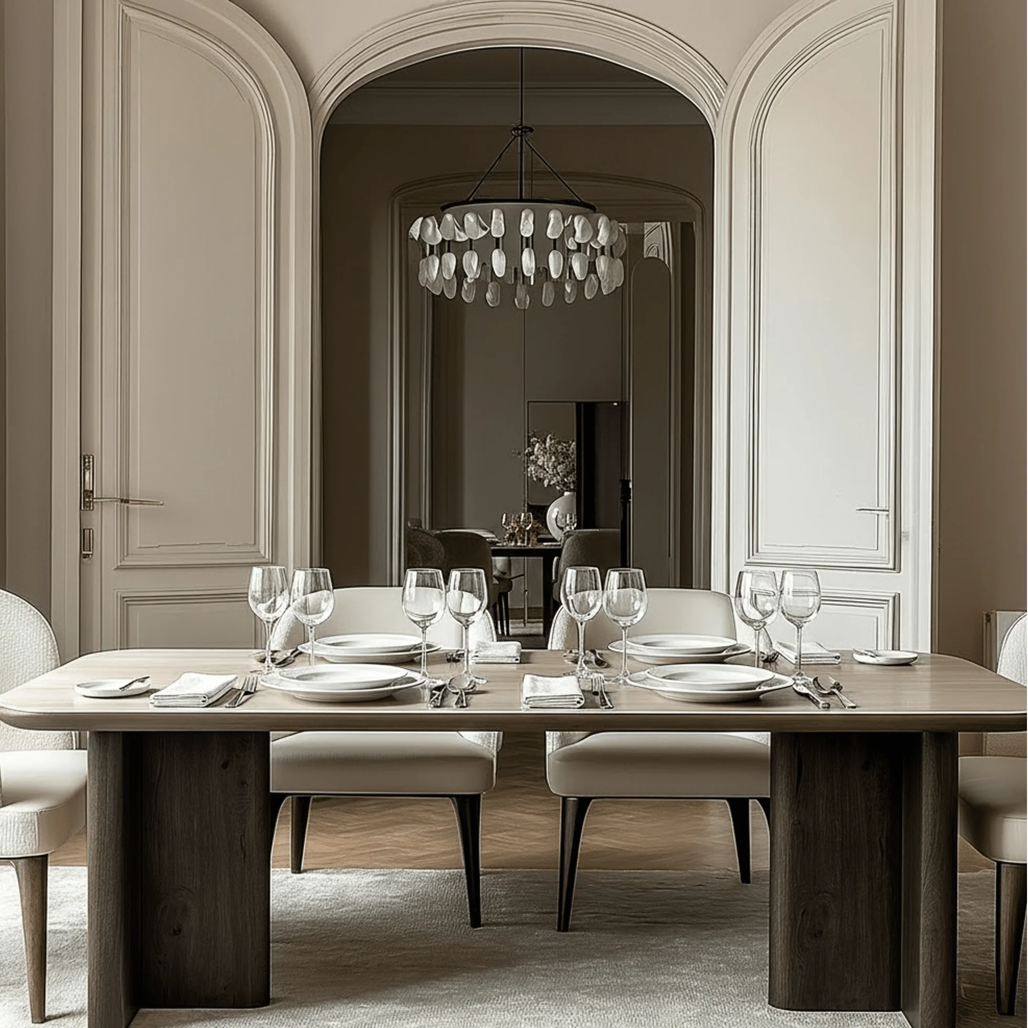 Balerno Large Deep Brown Wooden Dining Table with Travertine Top