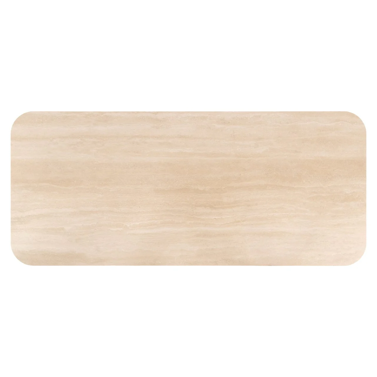 Balerno Large Deep Brown Wooden Dining Table with Travertine Top - Image 7