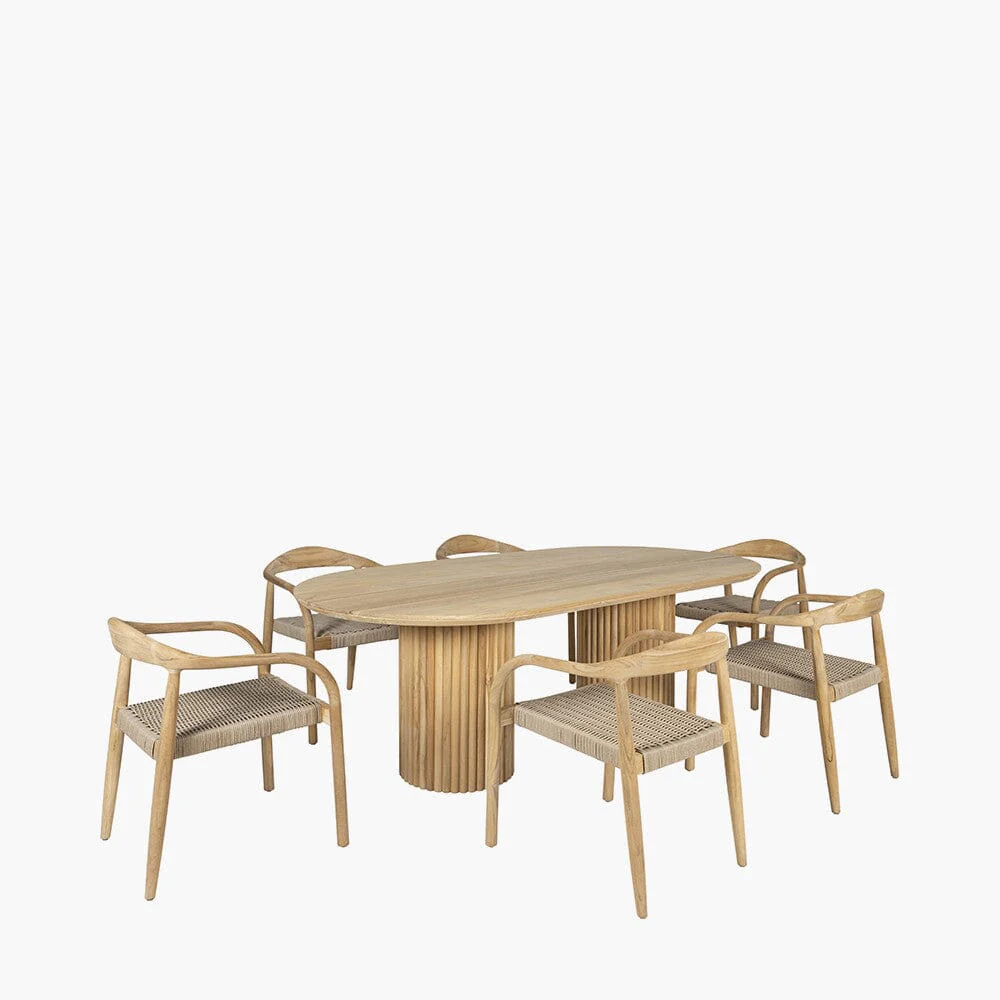 Bali Luxury Teak Outdoor 6 Seater Dining Set - Image 2