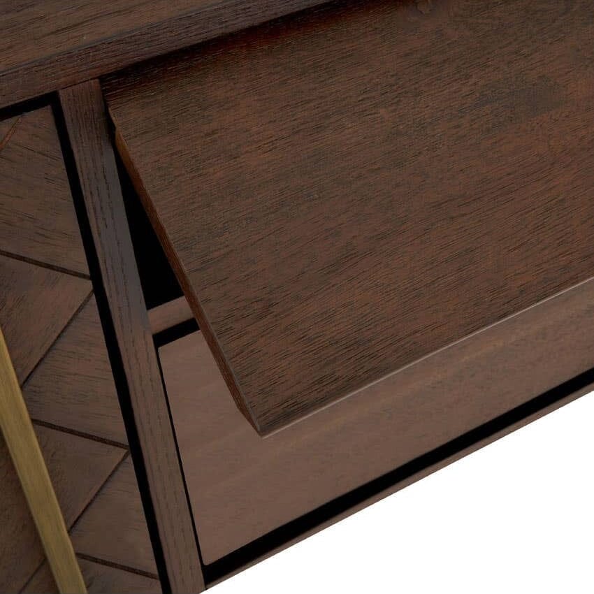 Bancha Dark Wood Media Unit with Herringbone Detail - Image 7