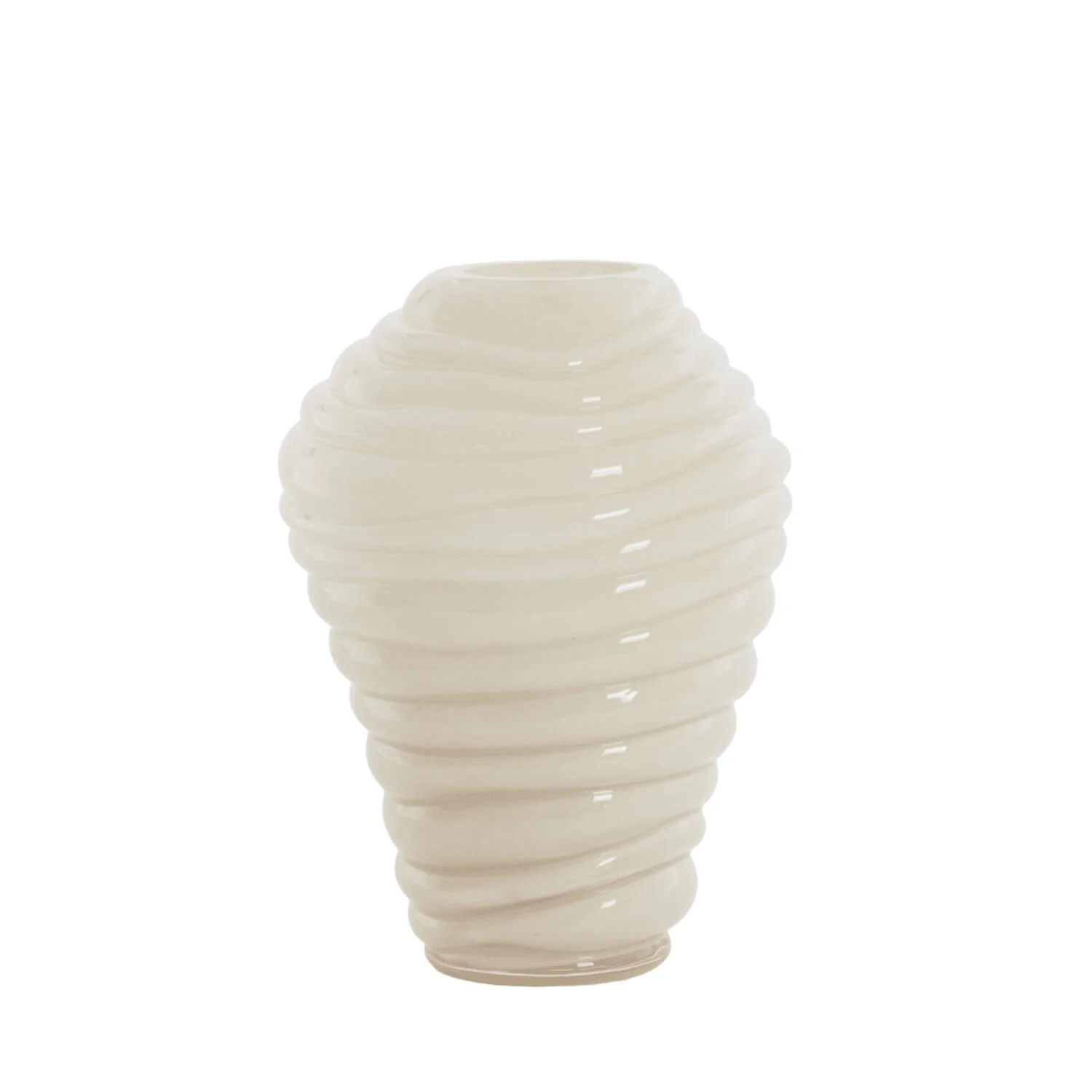 Bareta Cream Ribbed Glass Vase - Image 3