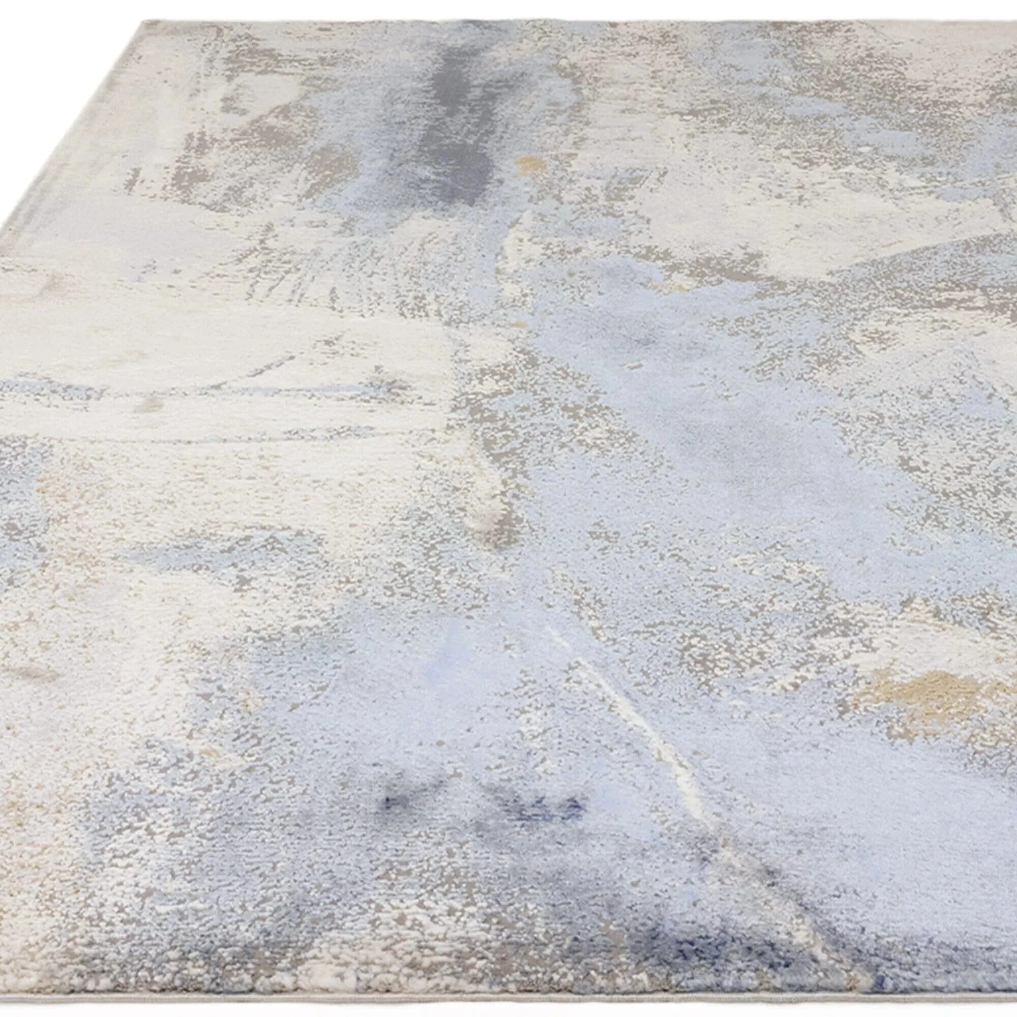 Bella Blue & Cream Metallic Abstract Rug - Image 4