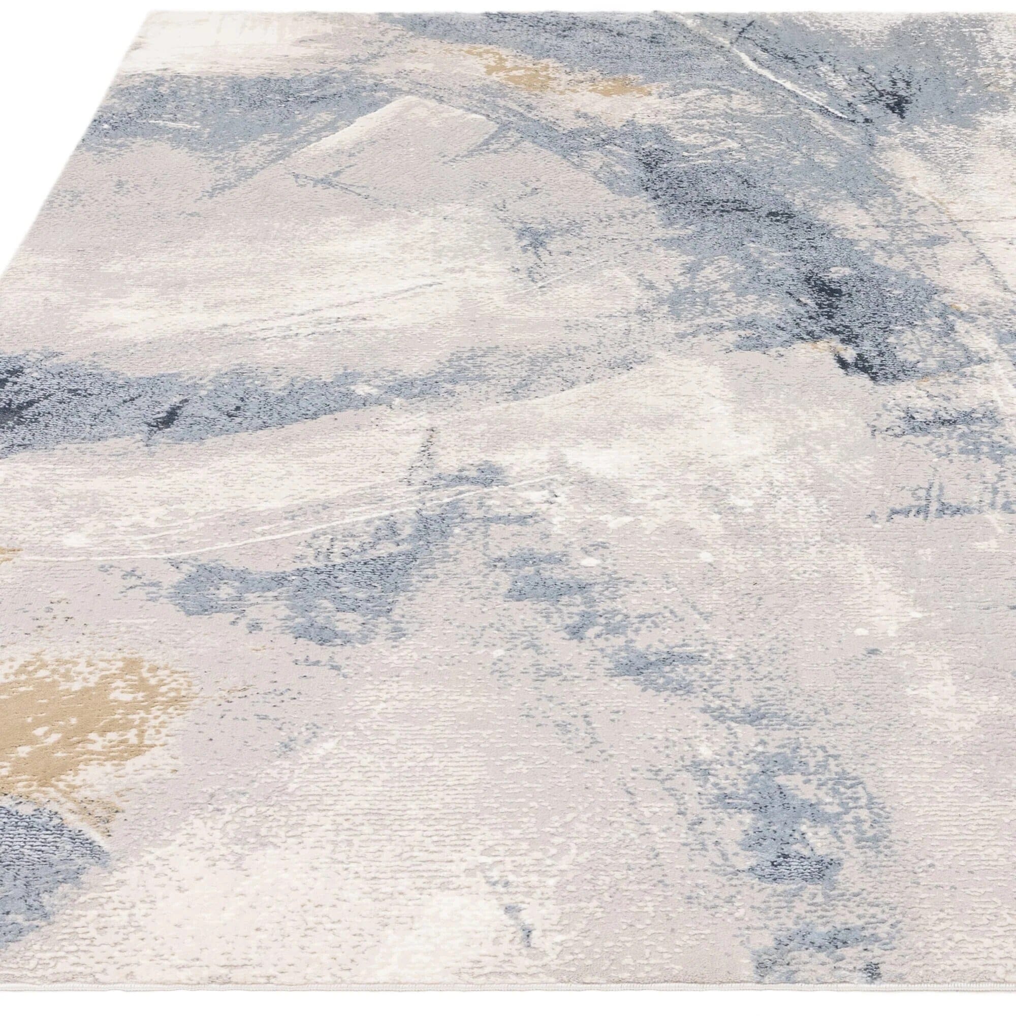 Bella Blue & Cream Metallic Abstract Rug - Image 5