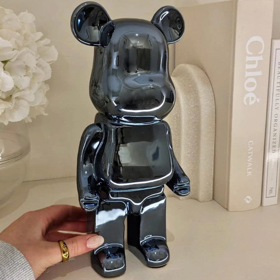 Black Pearlescent Standing Bear Ornament - Image 2