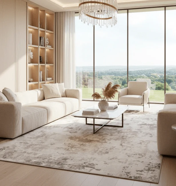 Blavet Washable Cream & Greige Abstract Rug