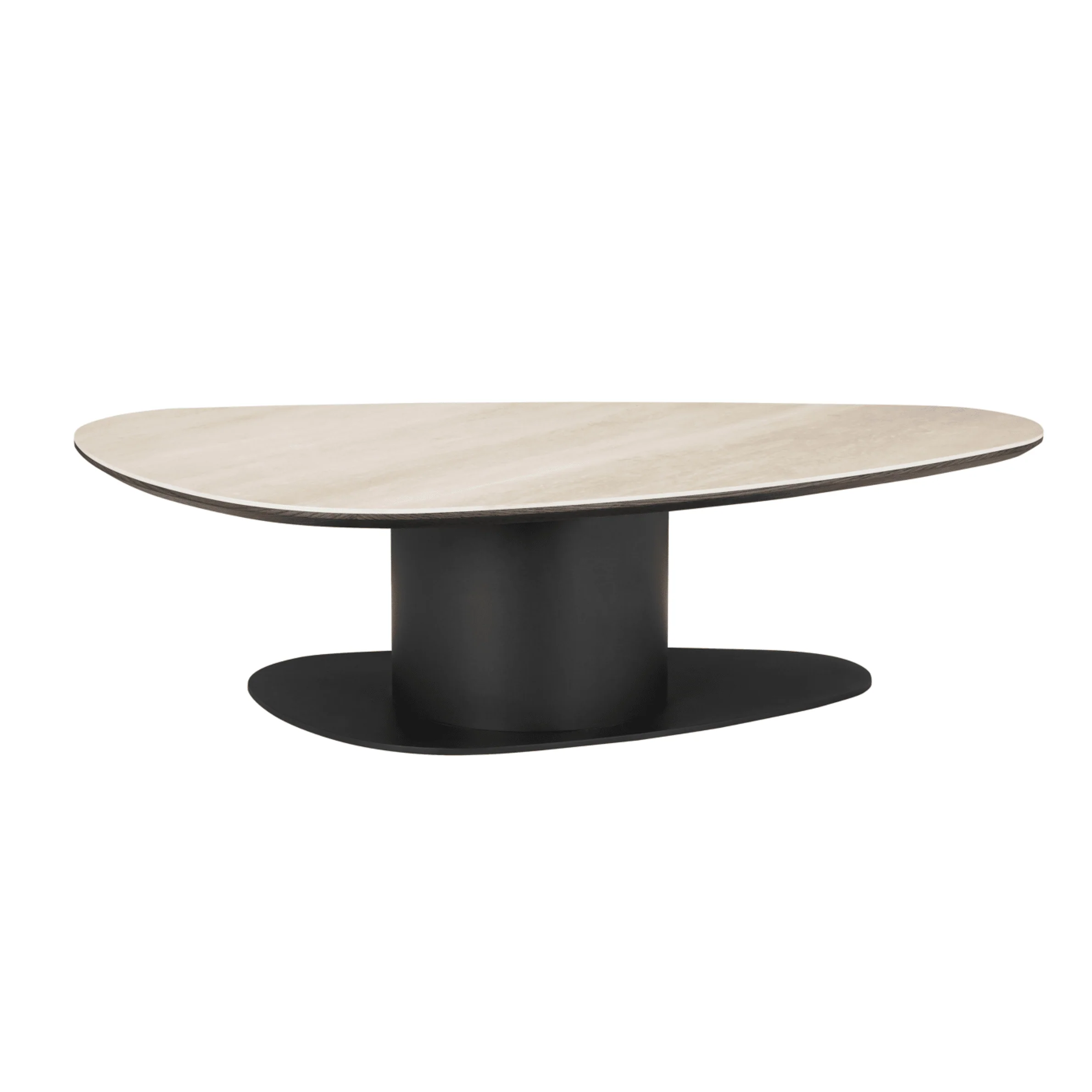 Bordeaux Black Oval Coffee Table with Travertine Top - Image 3