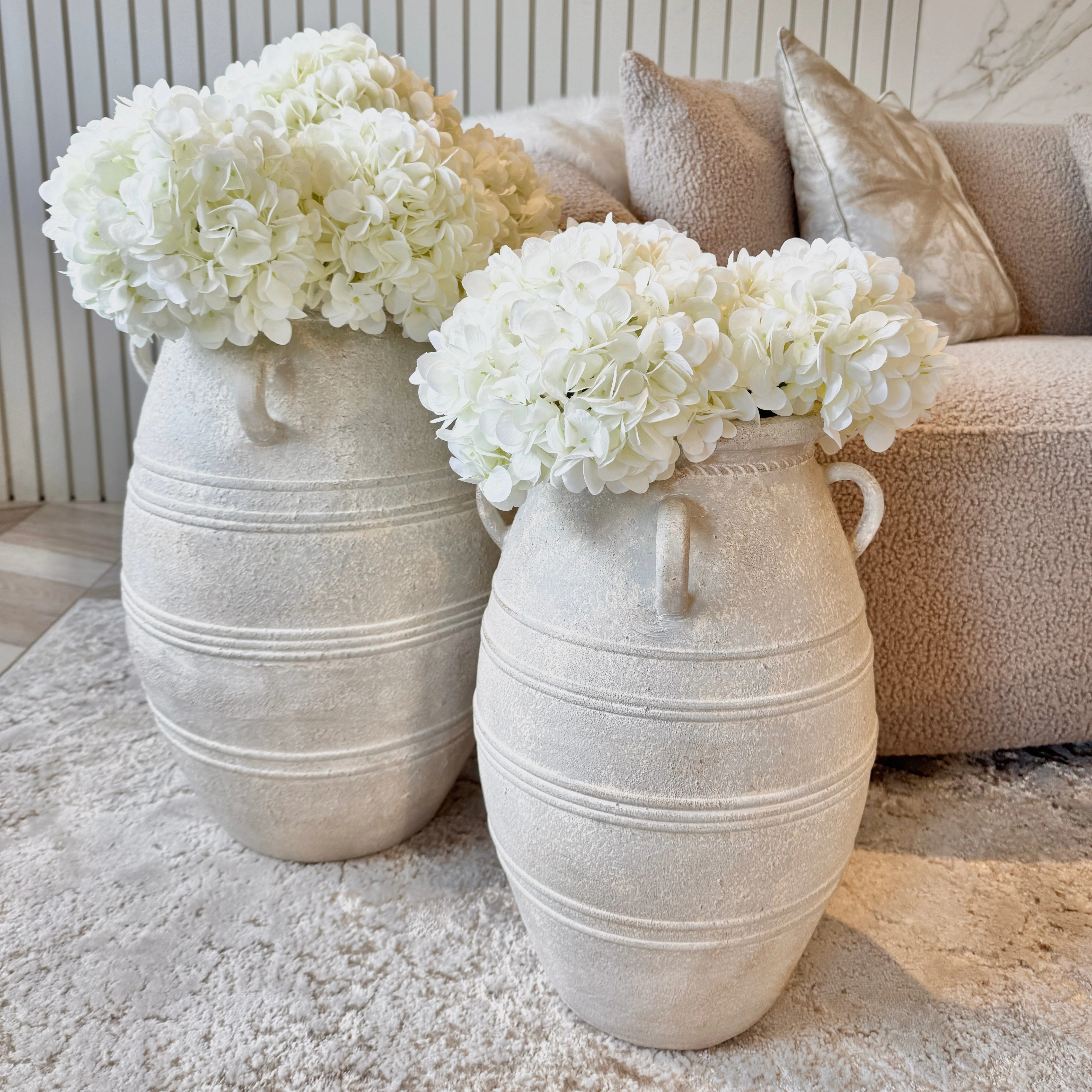 Brianna Medium Grey Wash Decorative Vase with Handles - Image 2