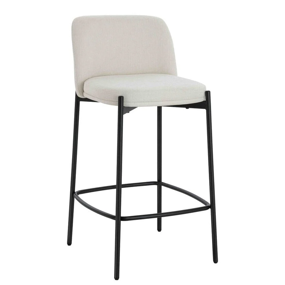 Bugano Cream Textured Bar Chairs with Black Legs - Set of 2 - Image 2