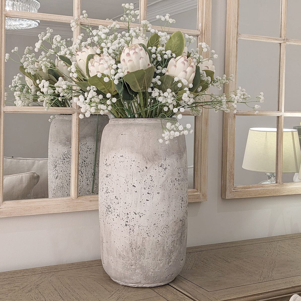 Buxton Neutral Distressed Tall Stone Vase - Image 3