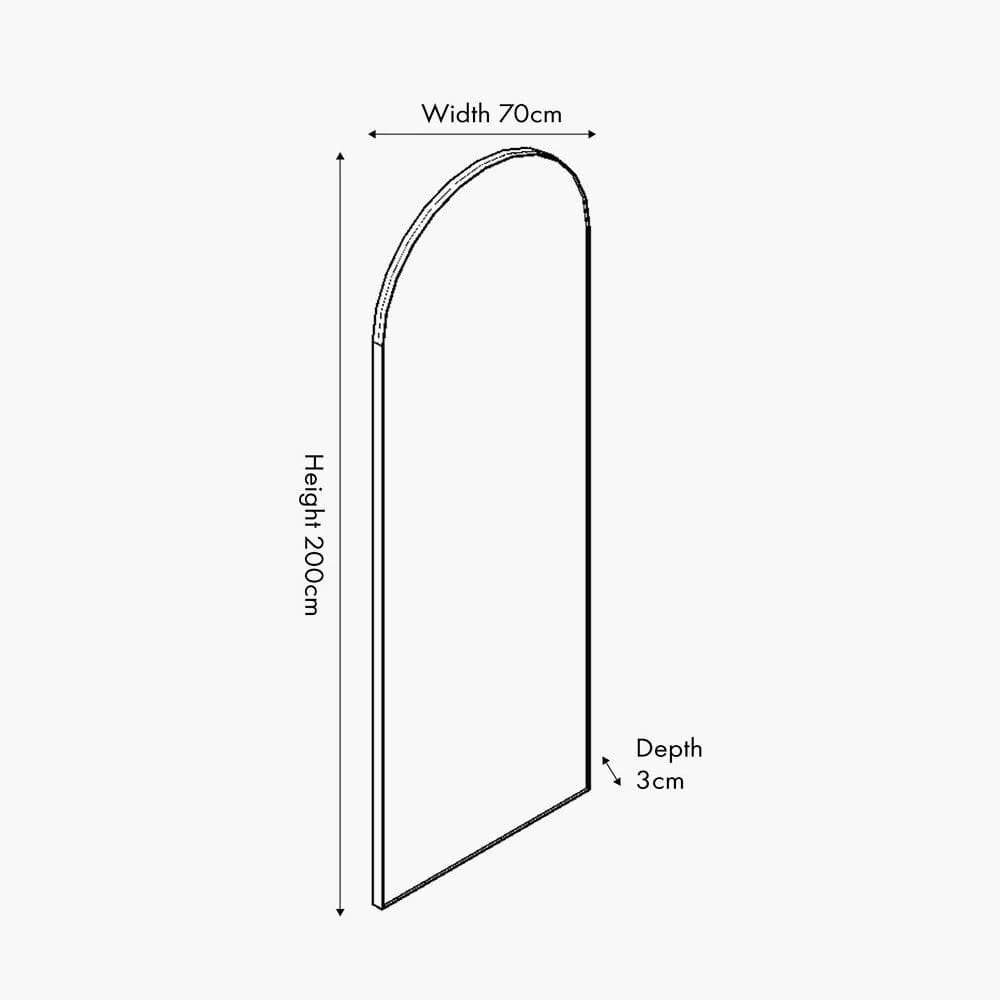 Cairns Brushed Gold Arched Floor Mirror - Image 4