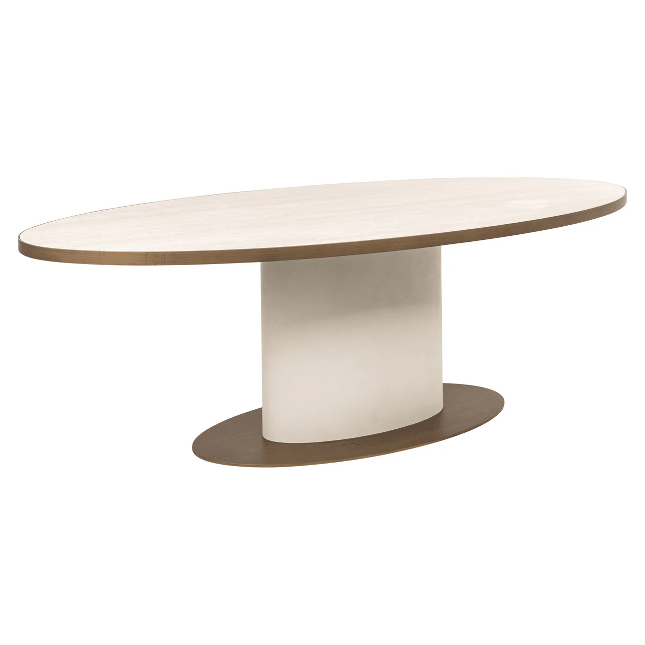 Camille Luxury Cream & Gold Oval Dining Table with Ceramic Marble Top - Image 3