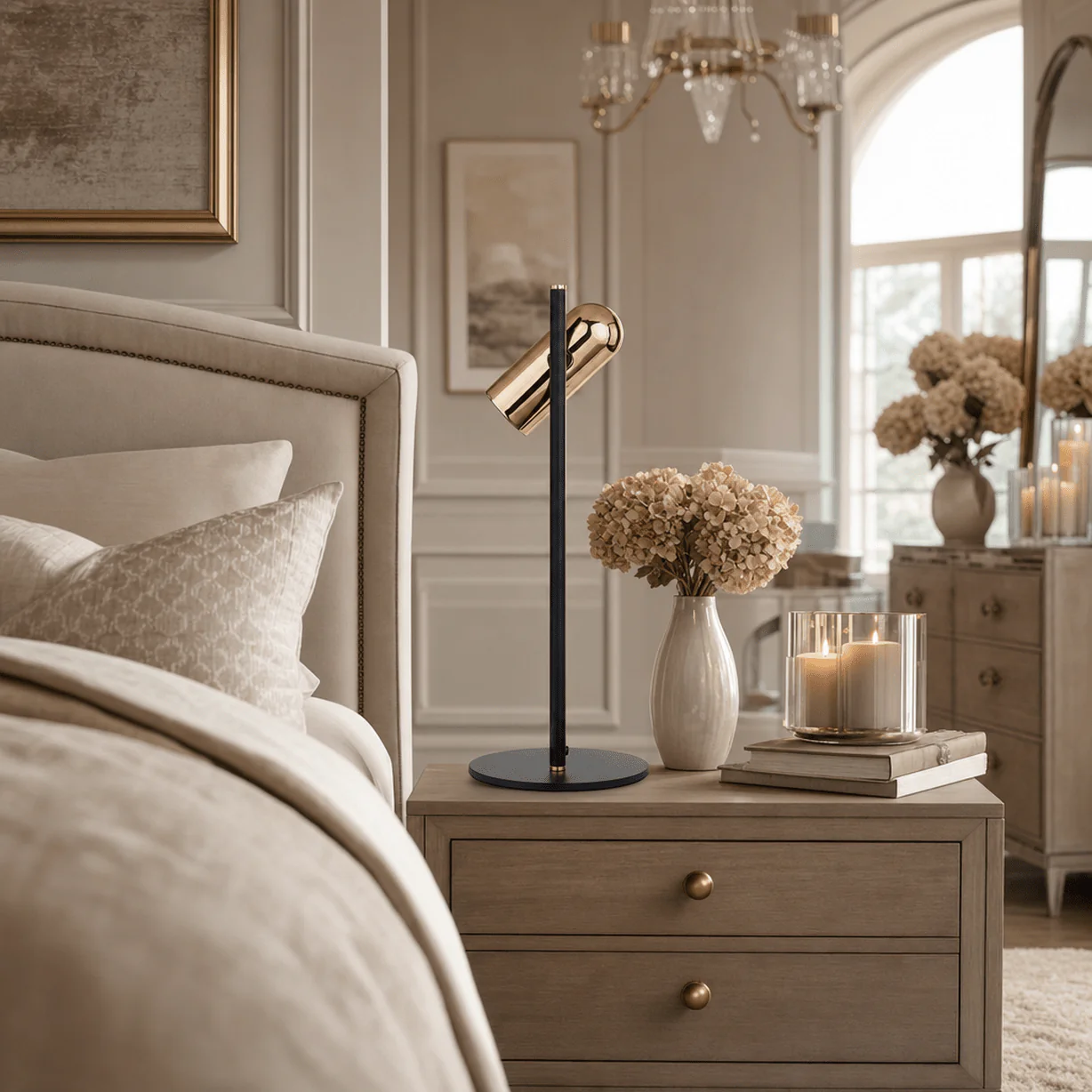 Carrara Black & Rose Gold LED Table Lamp