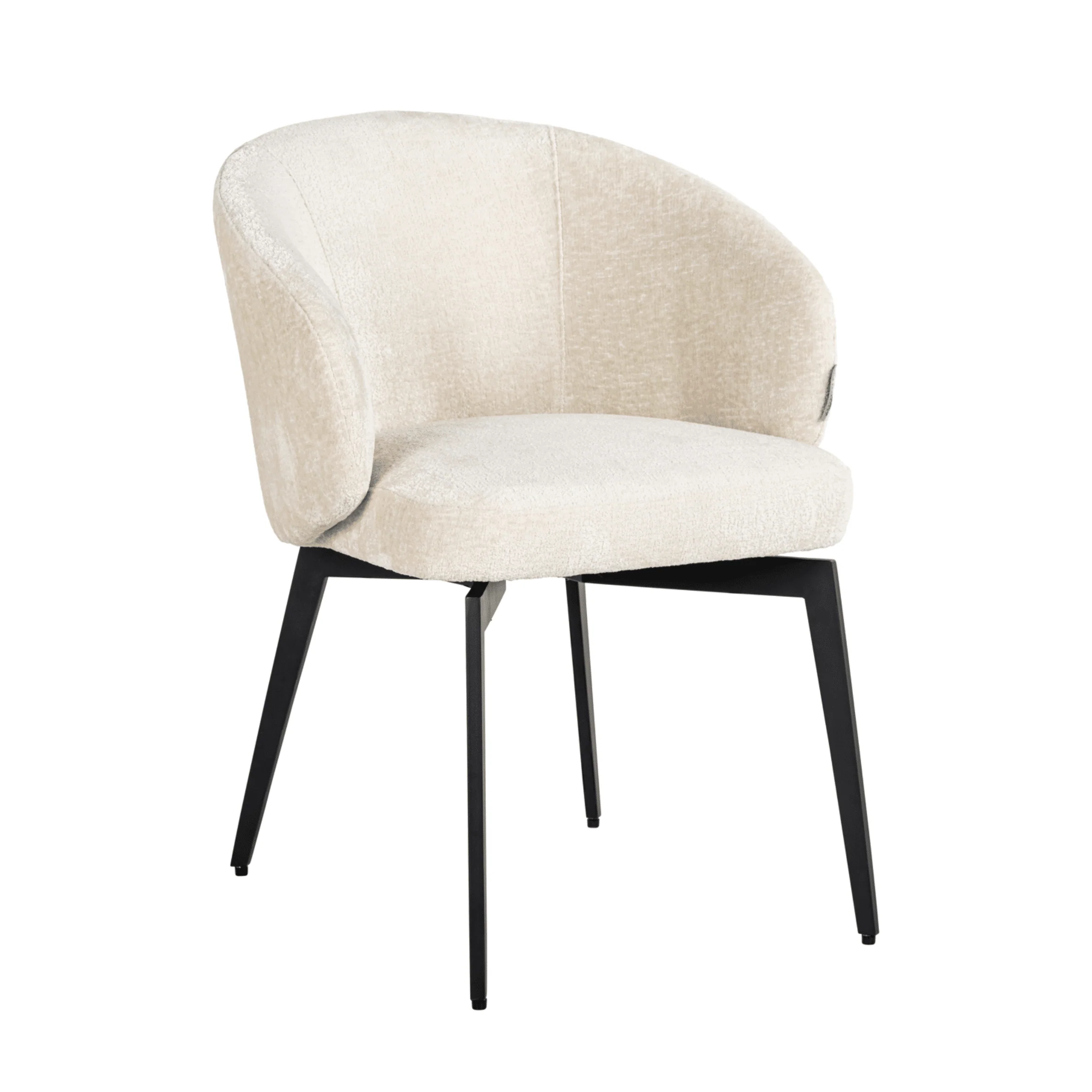 Casa Ivory Chenille Dining Chair with Black Legs - Image 2