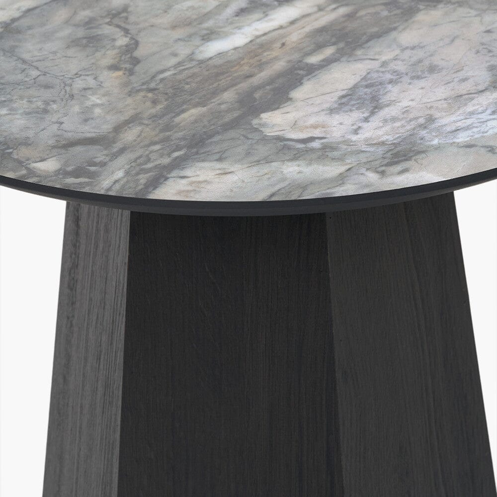 Collins Dark Brown Wooden Side Table with Marble Effect Top - Image 3