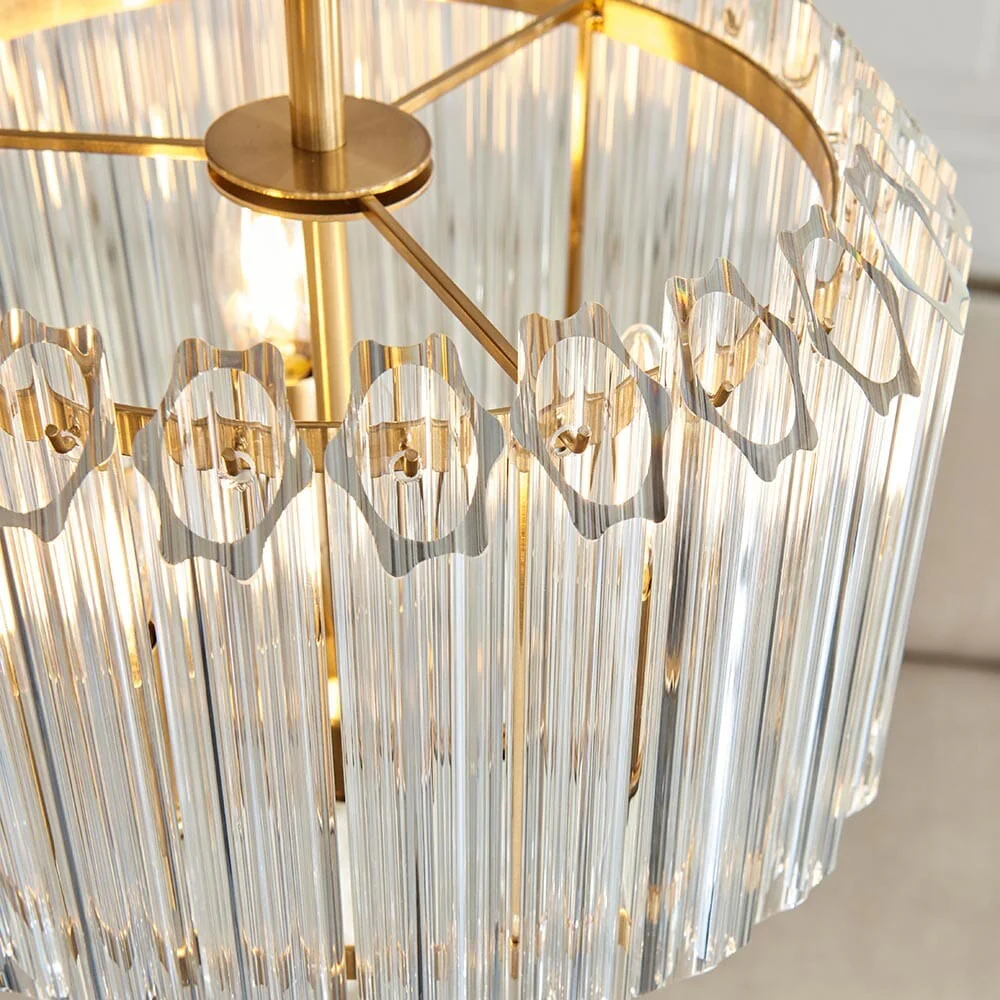 Coltrane Gold and Glass 3 Light Pendant Ceiling Light - Image 3