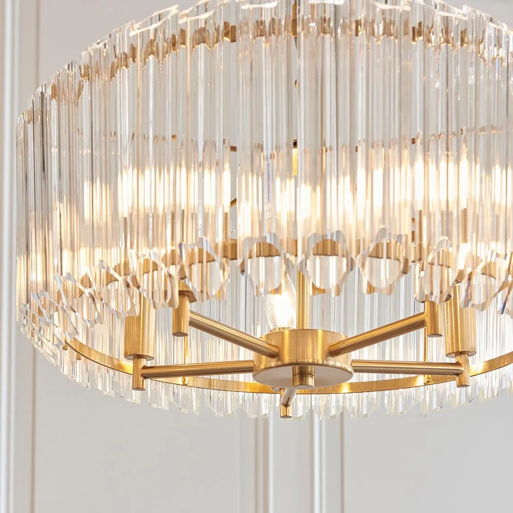 Coltrane Gold and Glass 5 Light Pendant Ceiling Light - Image 4