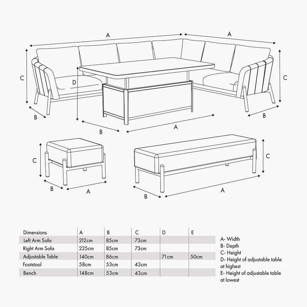 Coppola Putty Outdoor Large Corner Sofa Set with Adjustable Table - Image 10