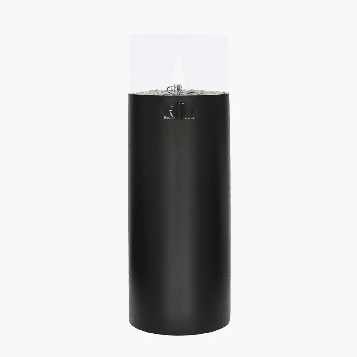 Corfu Black Outdoor Round Gas Pillar Lantern - Image 2