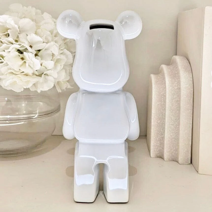 Cream Pearlescent Standing Bear Ornament - Image 3
