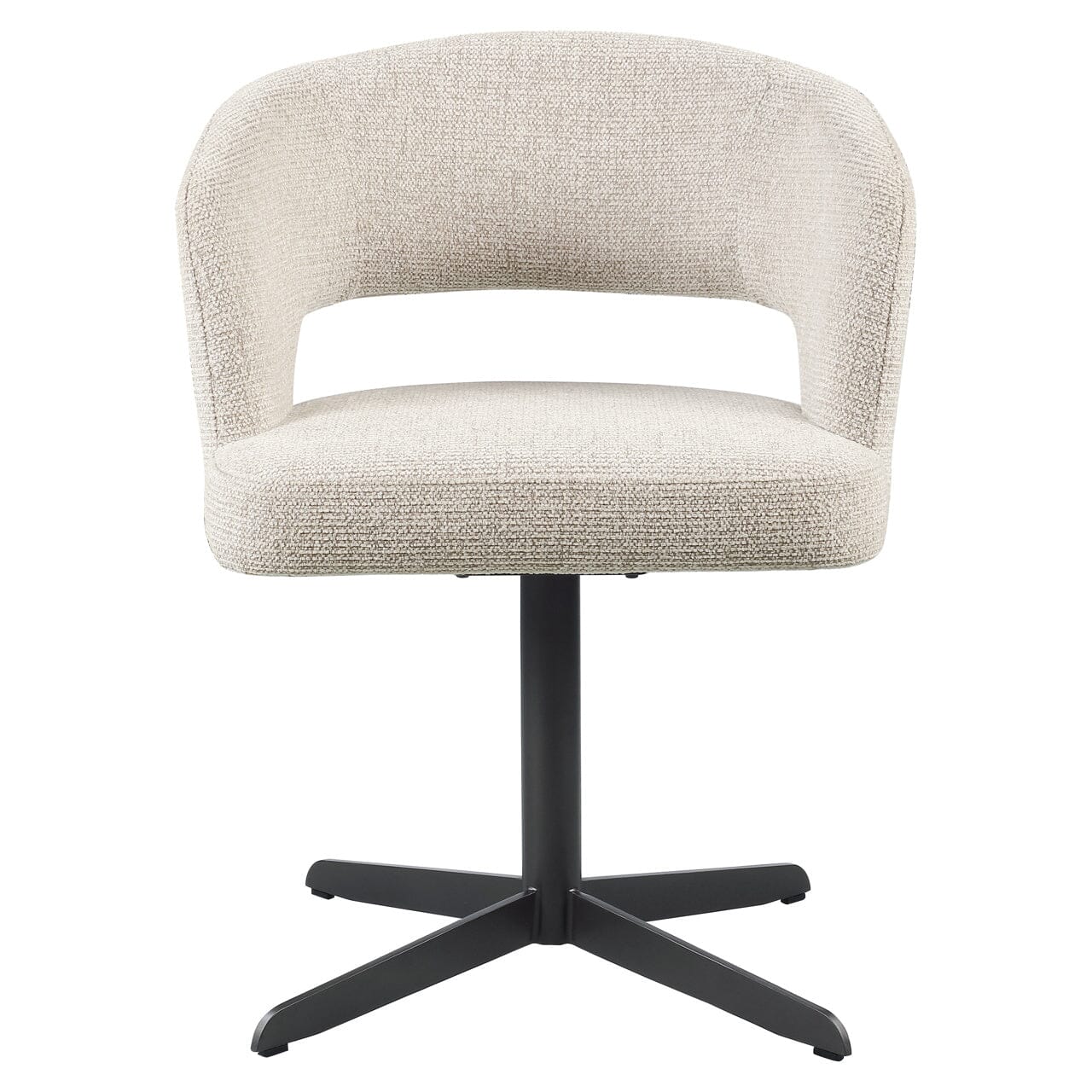 Drift Cream Textured Tweed Dining Chair with Black Legs - Image 3