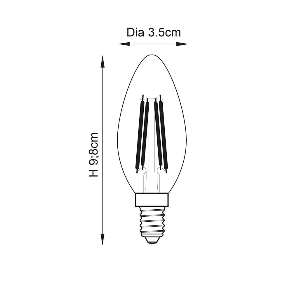 E14 LED Filament Warm White Candle Bulb - Image 2