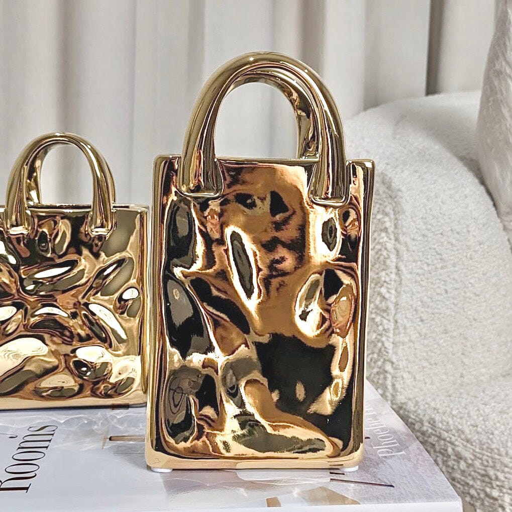 Elise Gold Handbag Decorative Vase - Image 4