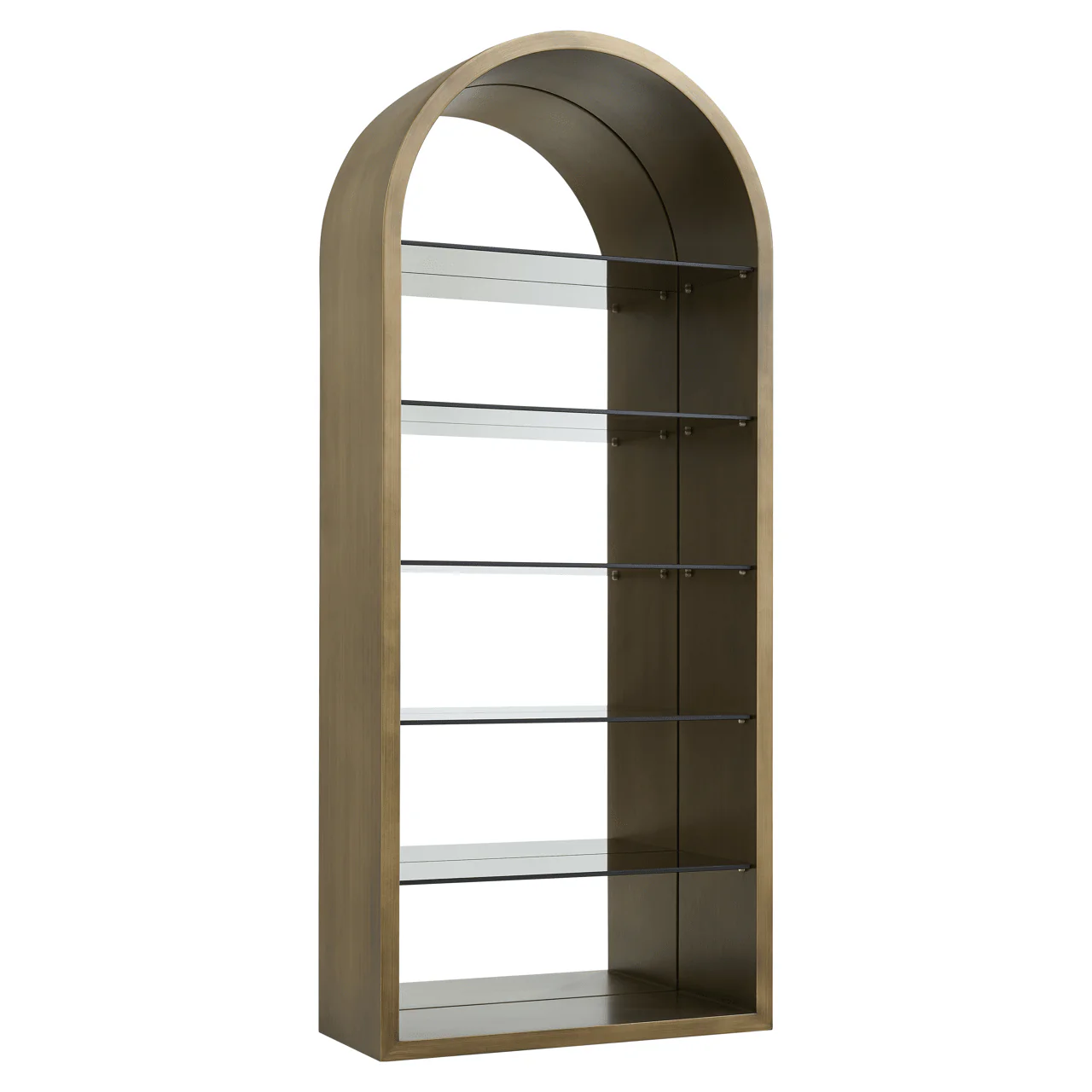 Ellie Brushed Gold Mirrored Arched Shelving Unit - Image 2