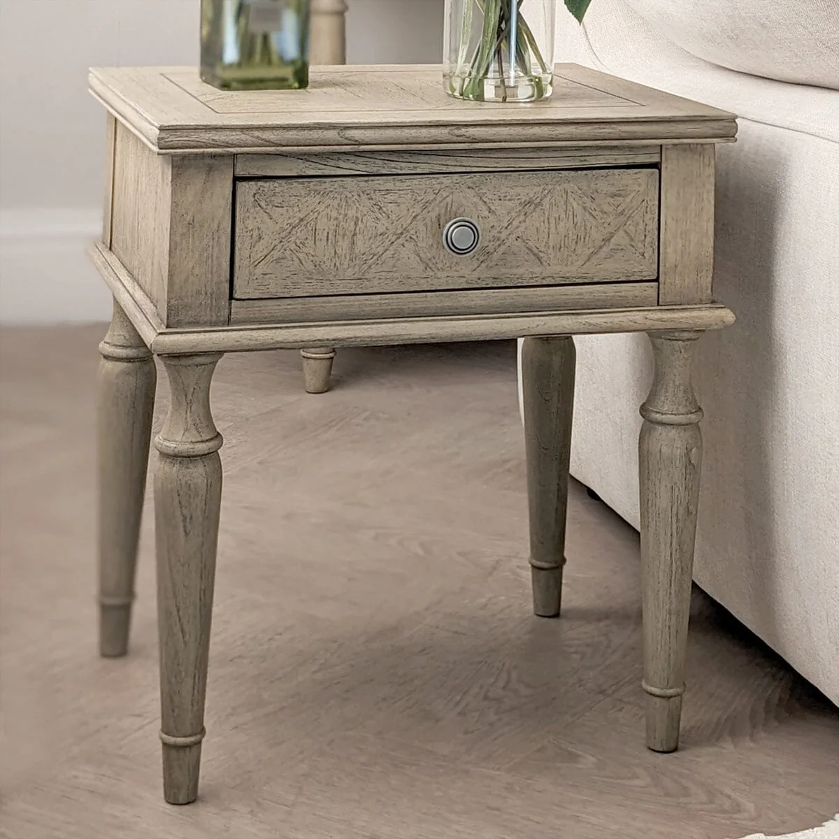 Elysium Natural Wood 1 Drawer Bedside Table - Image 2