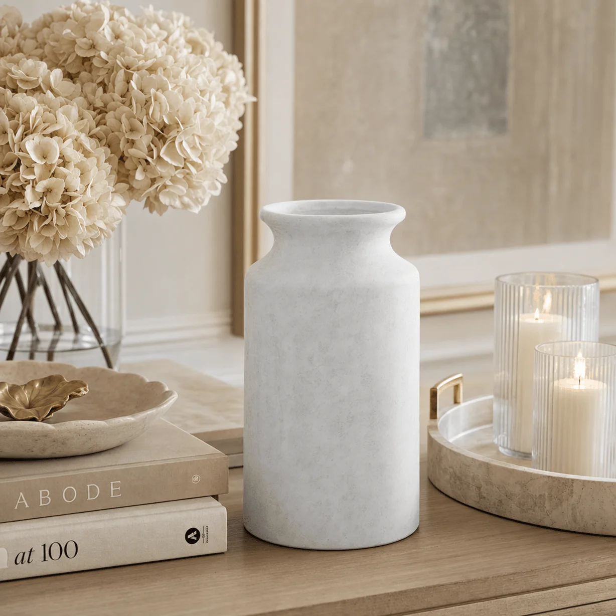 Esme White Decorative Stone Vase