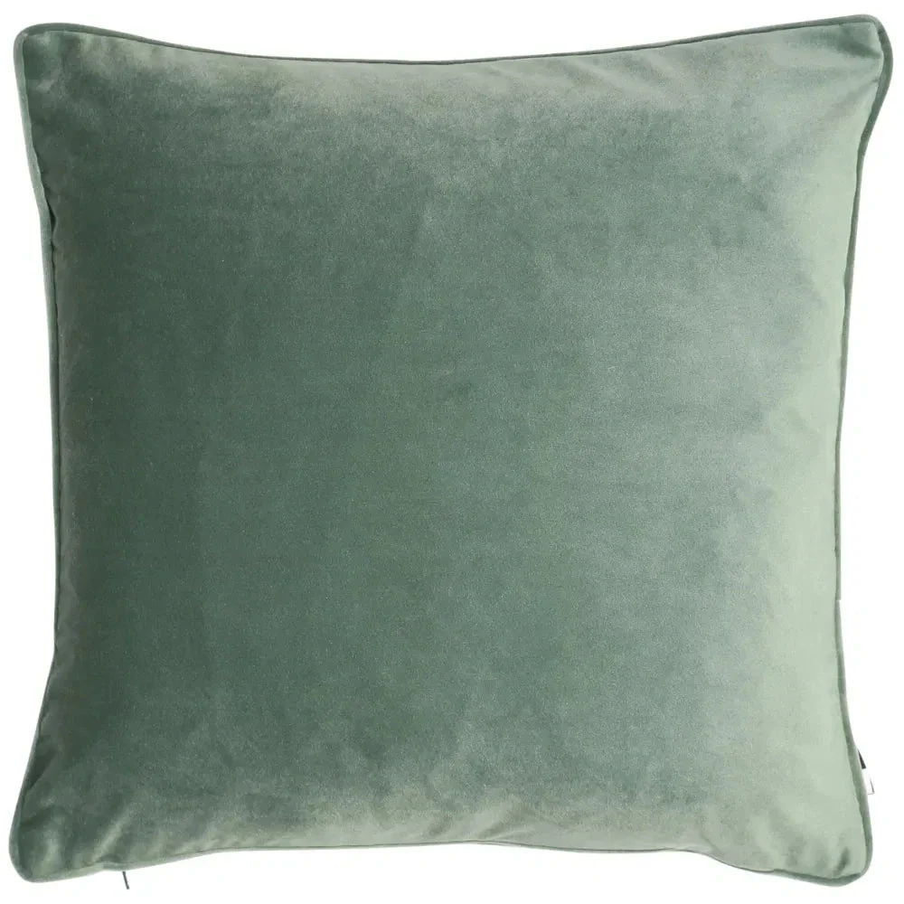 Everglade Soft Green Velvet Piped Cushion- 50x50cm - Image 2