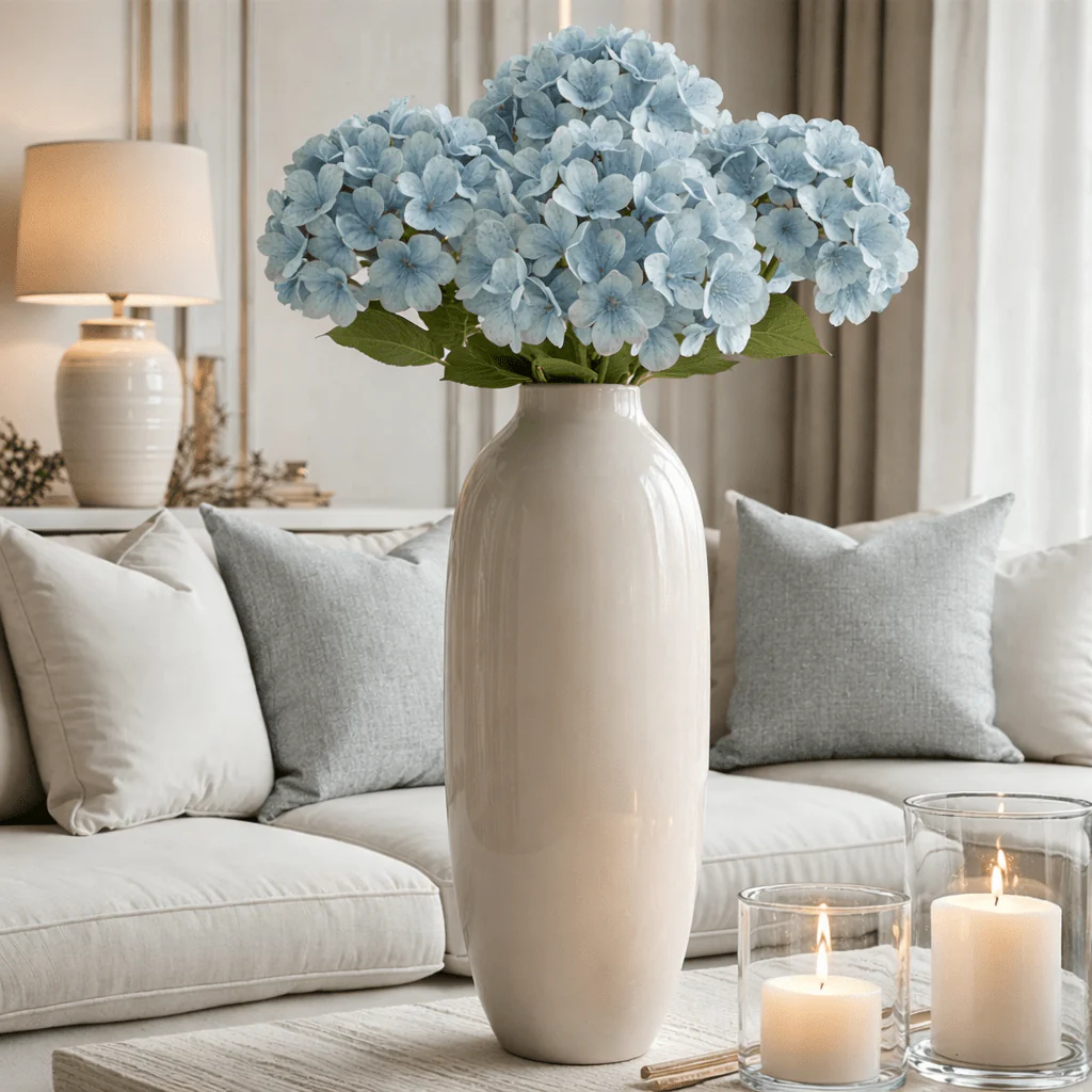 Faux Blue Hydrangea Single Stem Floral