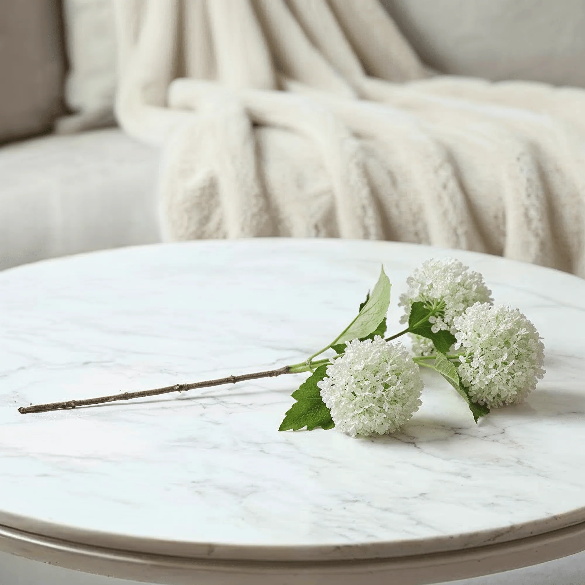 Faux Cream Snowball Single Stem Floral