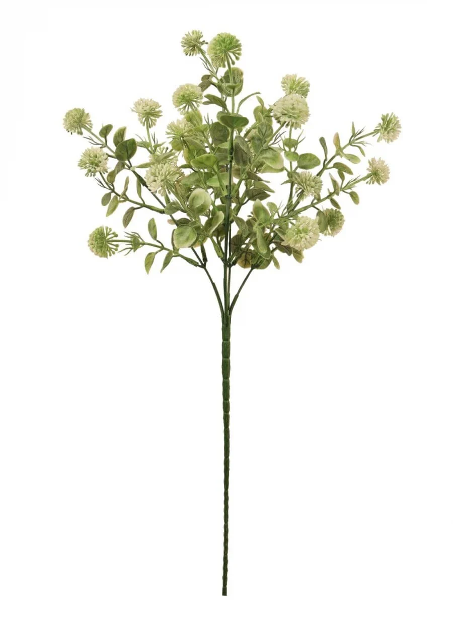 Faux Green & White Globe Single Stem Floral - Image 2