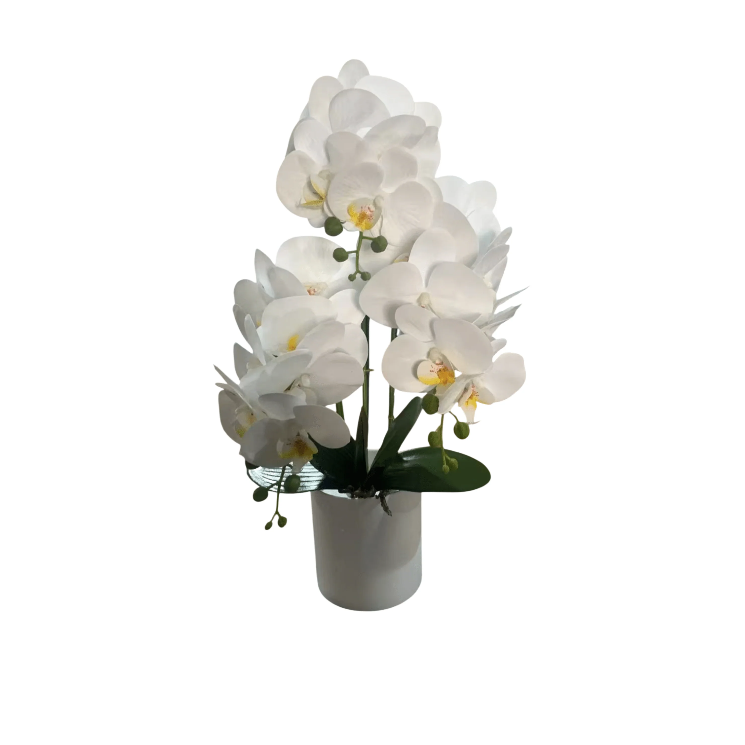 Faux White Orchid in Ceramic Pot - Image 2
