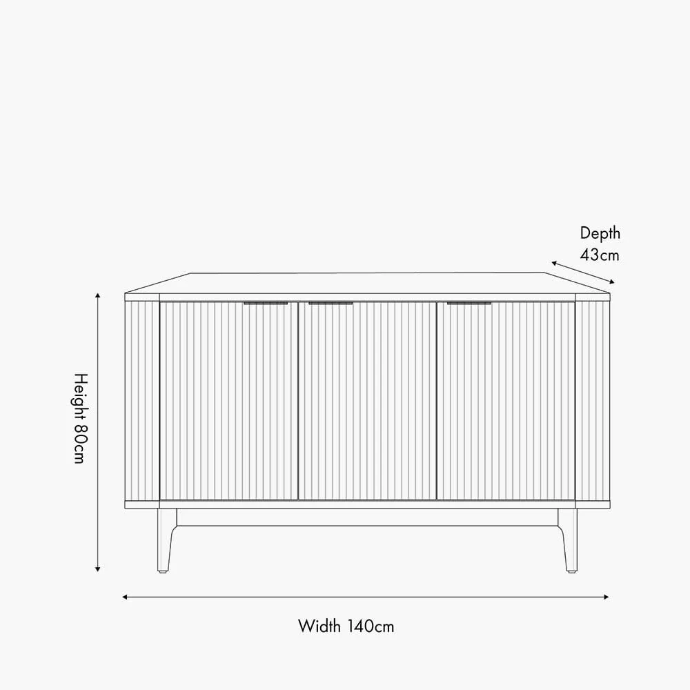 Felicity Dark Brown Ribbed Oak 3 Door Sideboard - Image 8