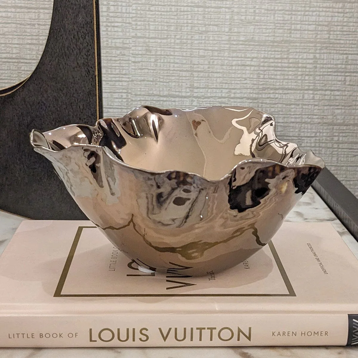 Ferrero Copper Abstract Decorative Bowl - Image 3