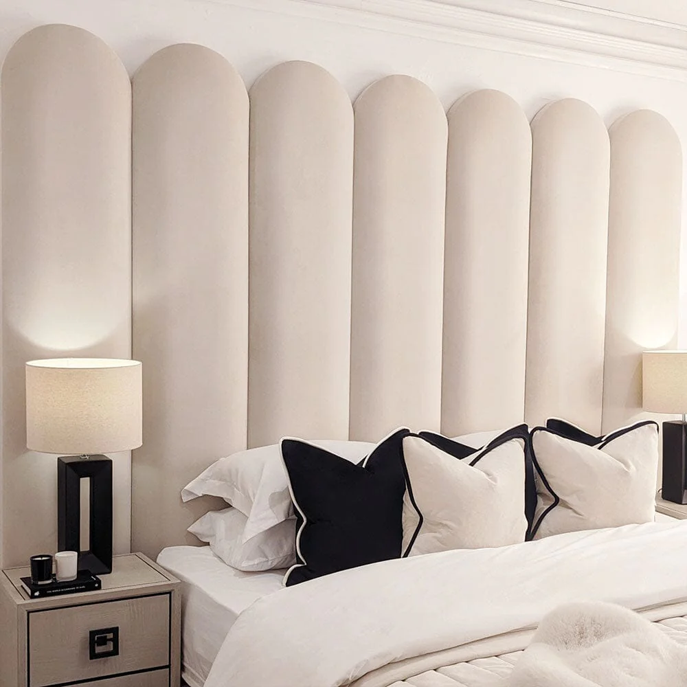 Florence Cream Curved Fluted Headboard with Adjustable Wings - Image 6